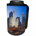 3dRose Danita Delimont - Illinois - Illinois, Chicago. Downtown skyscrapers light up at dusk. - Can Cooler Bottle Wrap (cc_278971)