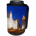 3dRose Danita Delimont - Illinois - Illinois, Chicago. Downtown cityscape at night. - Can Cooler Bottle Wrap (cc_278975)