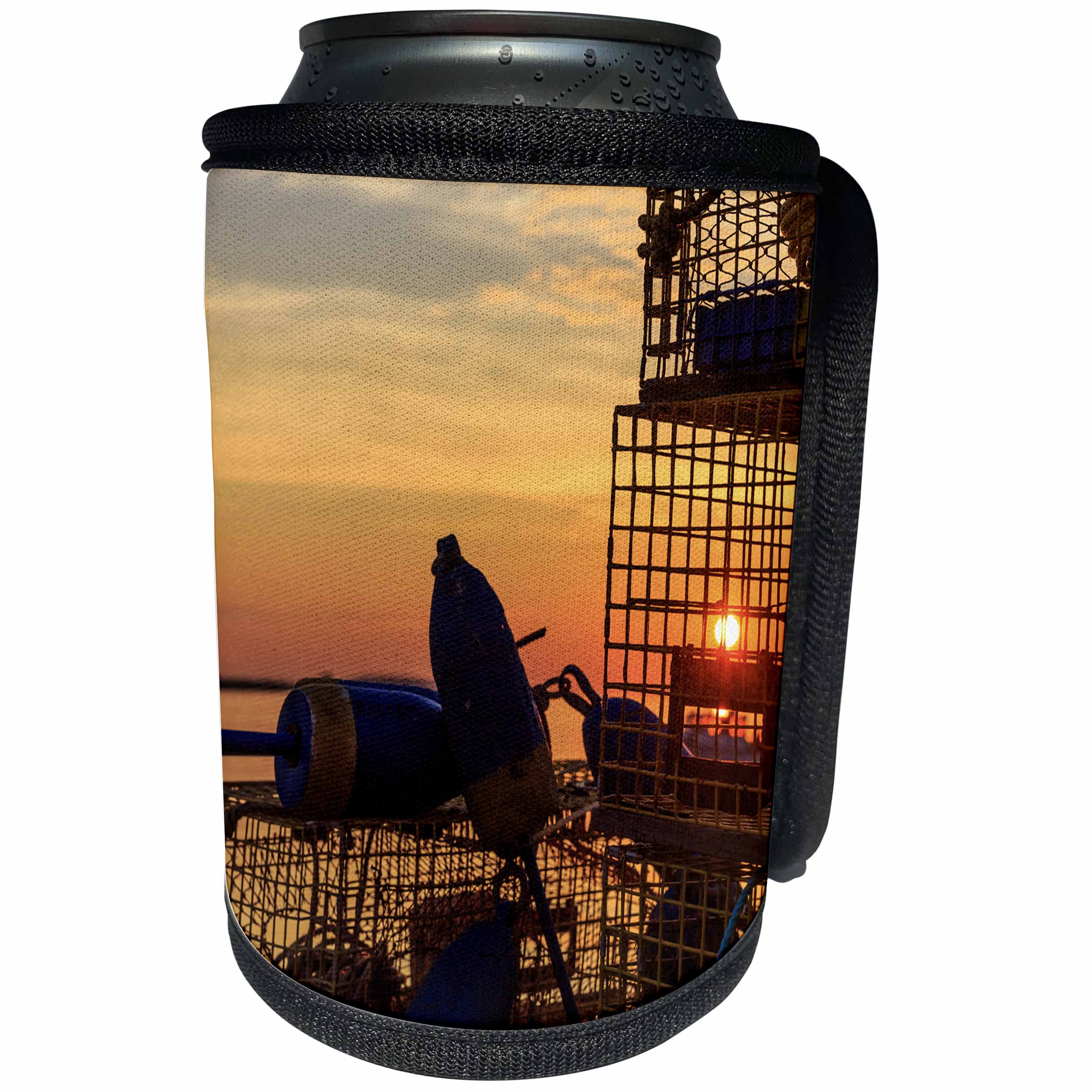 3dRose Danita Delimont - Nautical - Lobster traps at sunrise in South Thomaston, Maine. - Can Cooler Bottle Wrap (cc_279027)