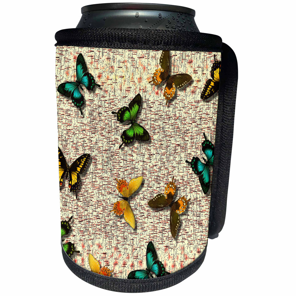3dRose Patricia Sanders Creations - Earth Butterflies - Can Cooler Bottle Wrap (cc_27904)