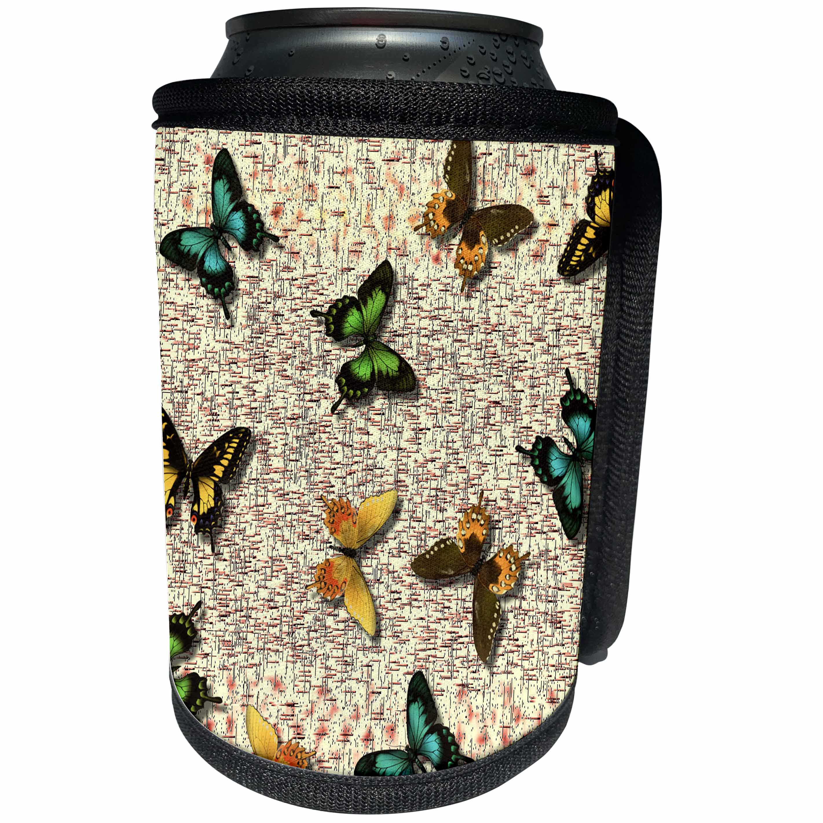 3dRose Patricia Sanders Creations - Earth Butterflies - Can Cooler Bottle Wrap (cc_27904)