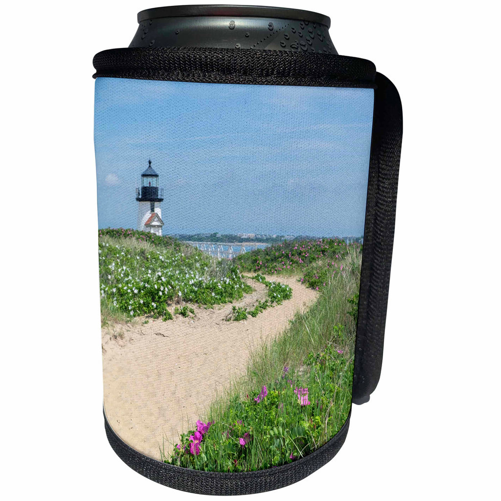 3dRose Danita Delimont - Lighthouses - Path to Brant Lighthouse, Nantucket Harbor, Nantucket, Massachusetts - Can Cooler Bottle Wrap (cc_279045)
