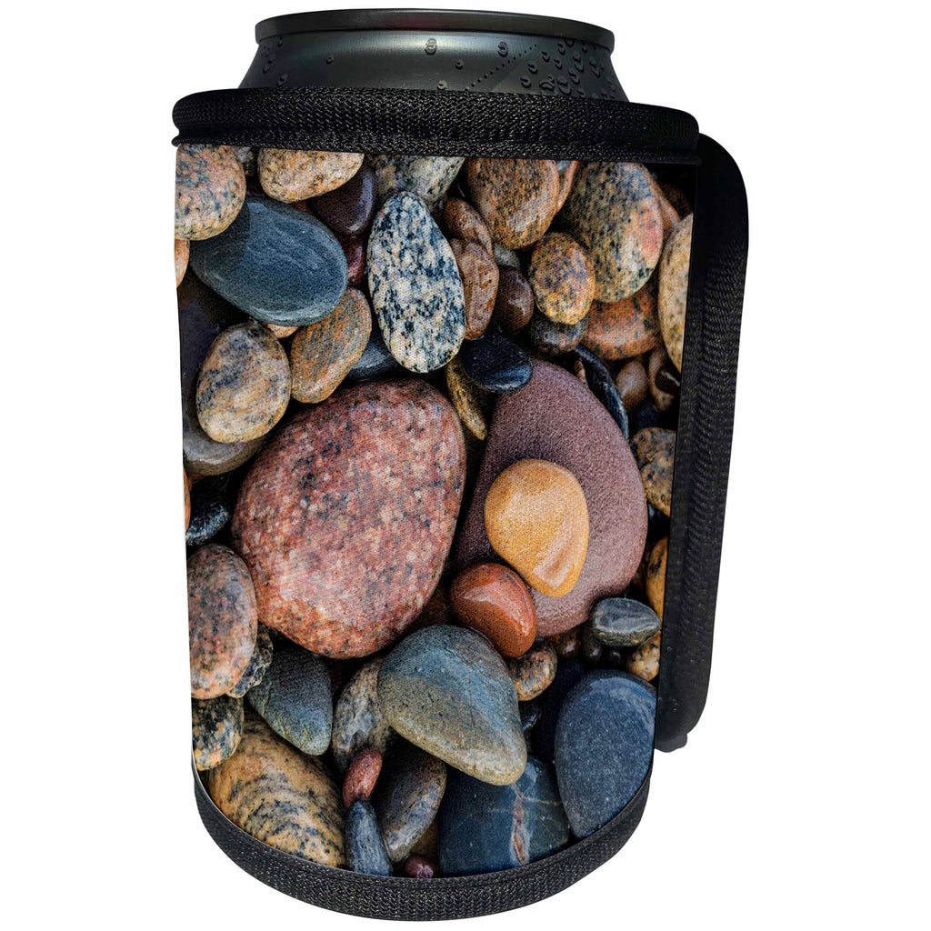 3dRose Danita Delimont - Patterns - Smooth pebbles on beach of Lake Superior, Whitefish Point, Michigan - Can Cooler Bottle Wrap (cc_279059)