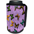 3dRose Patricia Sanders Creations - Purple Butterflies - Can Cooler Bottle Wrap (cc_27906)