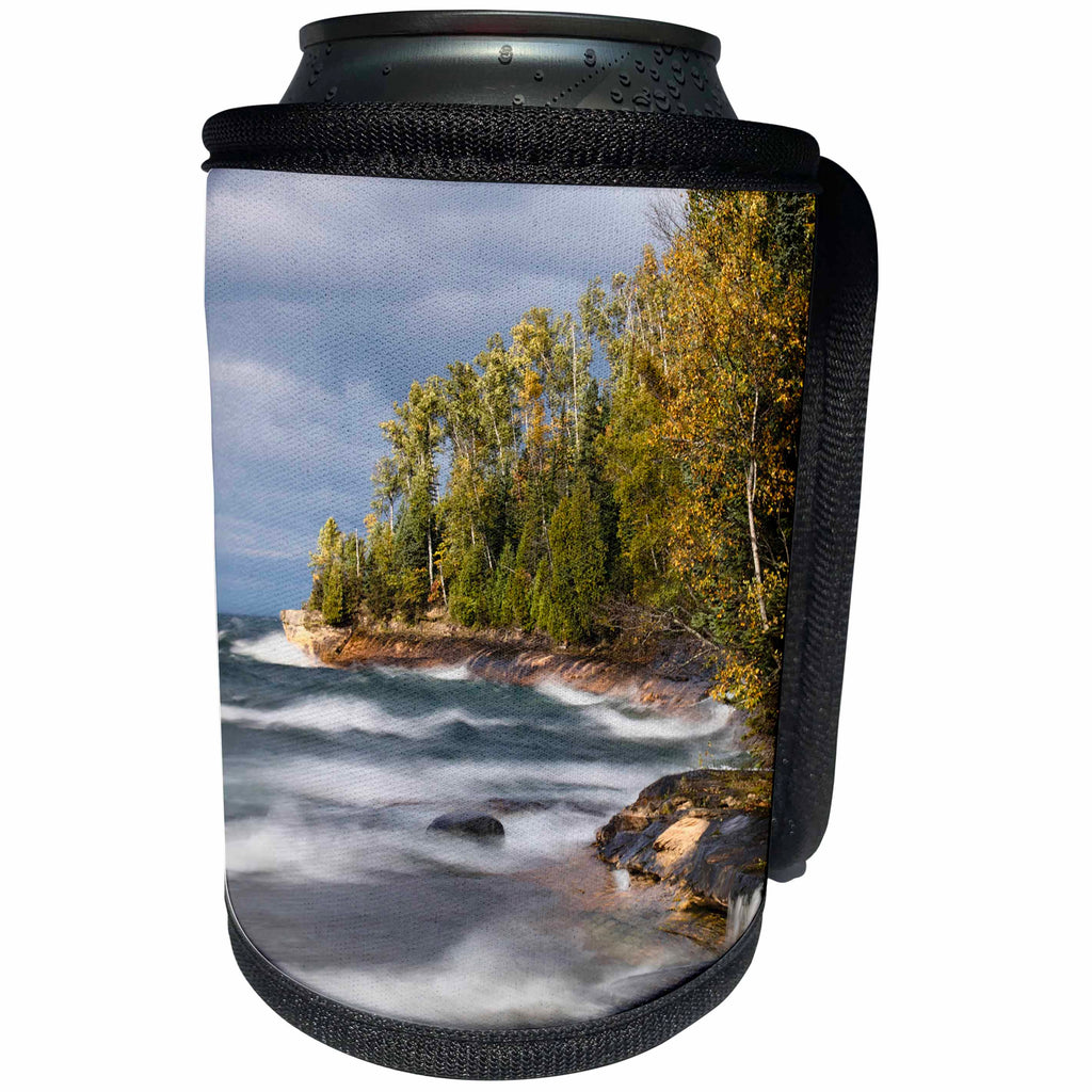 3dRose Danita Delimont - Lakes - Waves in Lake Superior, Pictured Rocks National Lakeshore, Michigan - Can Cooler Bottle Wrap (cc_279069)