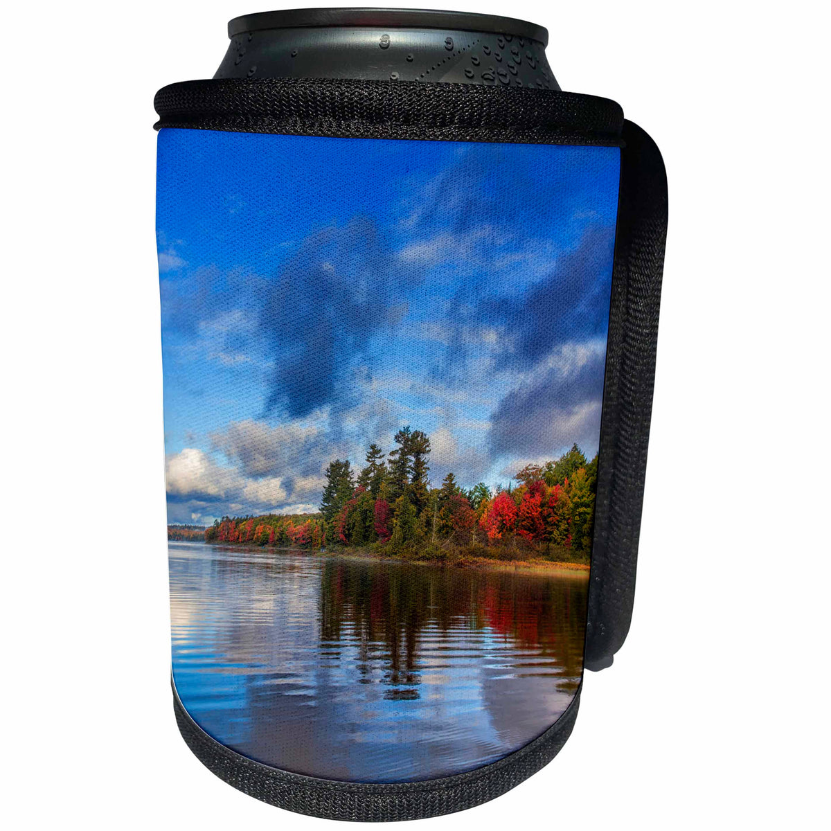 3dRose Danita Delimont - Lakes - Autumn color relfects in Deer Lake near Munising, Michigan, USA - Can Cooler Bottle Wrap (cc_279087)