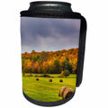 3dRose Danita Delimont - Agriculture - Hay bales in autumn meadow near Bruce Crossing, Michigan USA - Can Cooler Bottle Wrap (cc_279088)