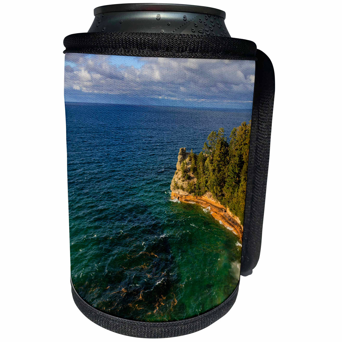 3dRose Danita Delimont - Oceans - Miners Castle on Lake Superior, Pictured Rocks Lakeshore, Michigan - Can Cooler Bottle Wrap (cc_279090)