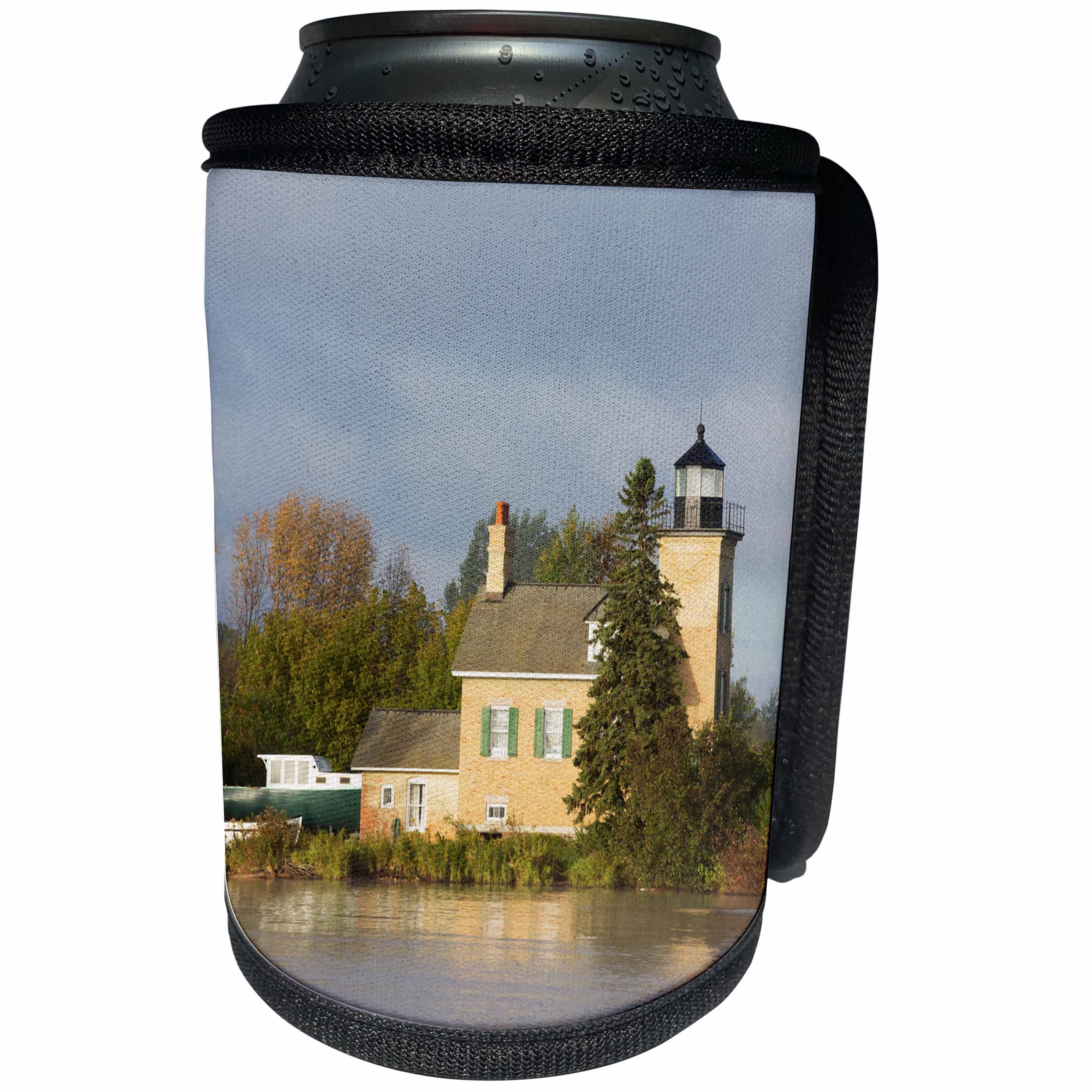 3dRose Danita Delimont - Lighthouses - Michigan, Ontonagon, Ontonagon Lighthouse, bulit 1866 - Can Cooler Bottle Wrap (cc_279103)