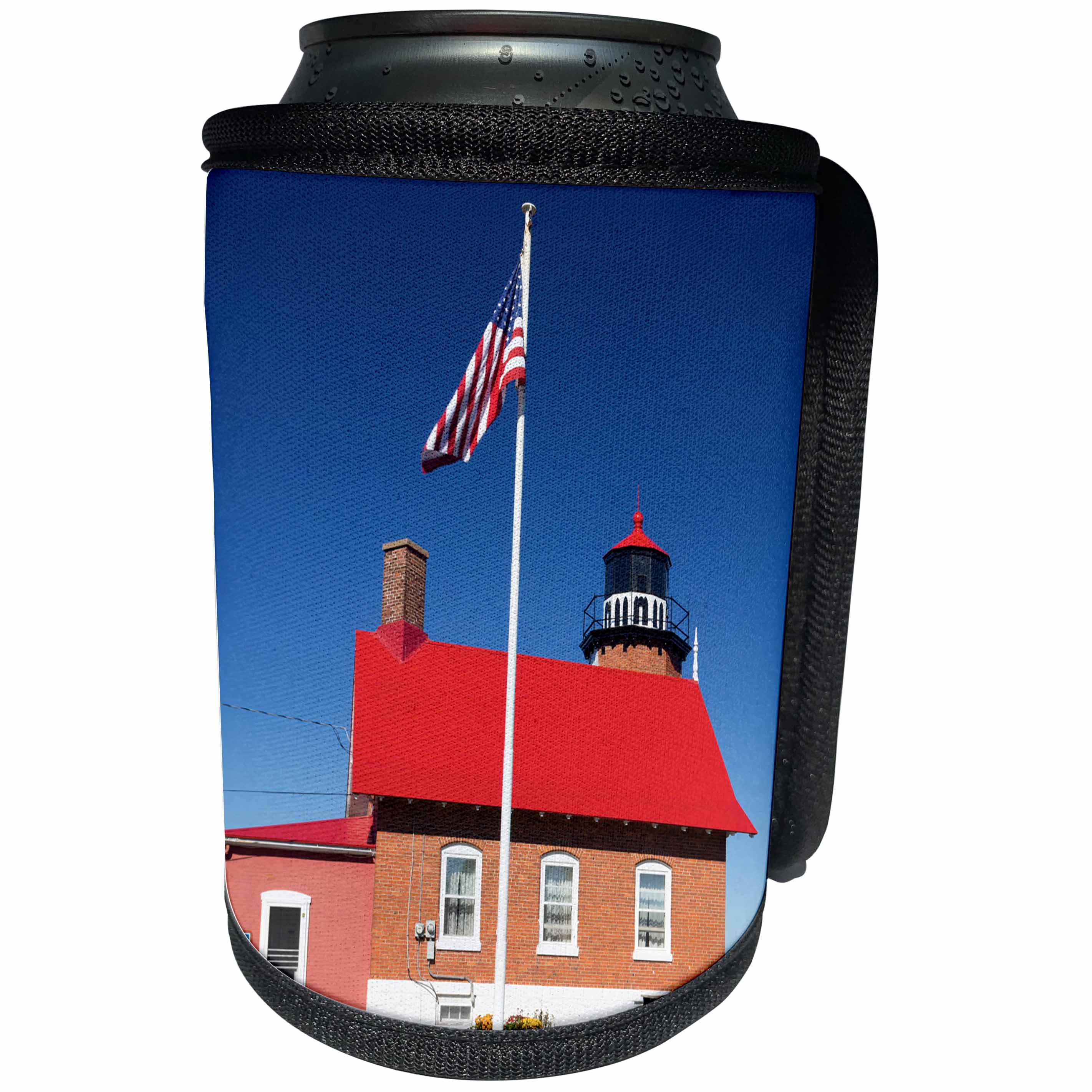 3dRose Danita Delimont - Lighthouses - Michigan, Keweenaw Peninsula. Eagle Harbor Lighthouse, bulit 1871 - Can Cooler Bottle Wrap (cc_279105)