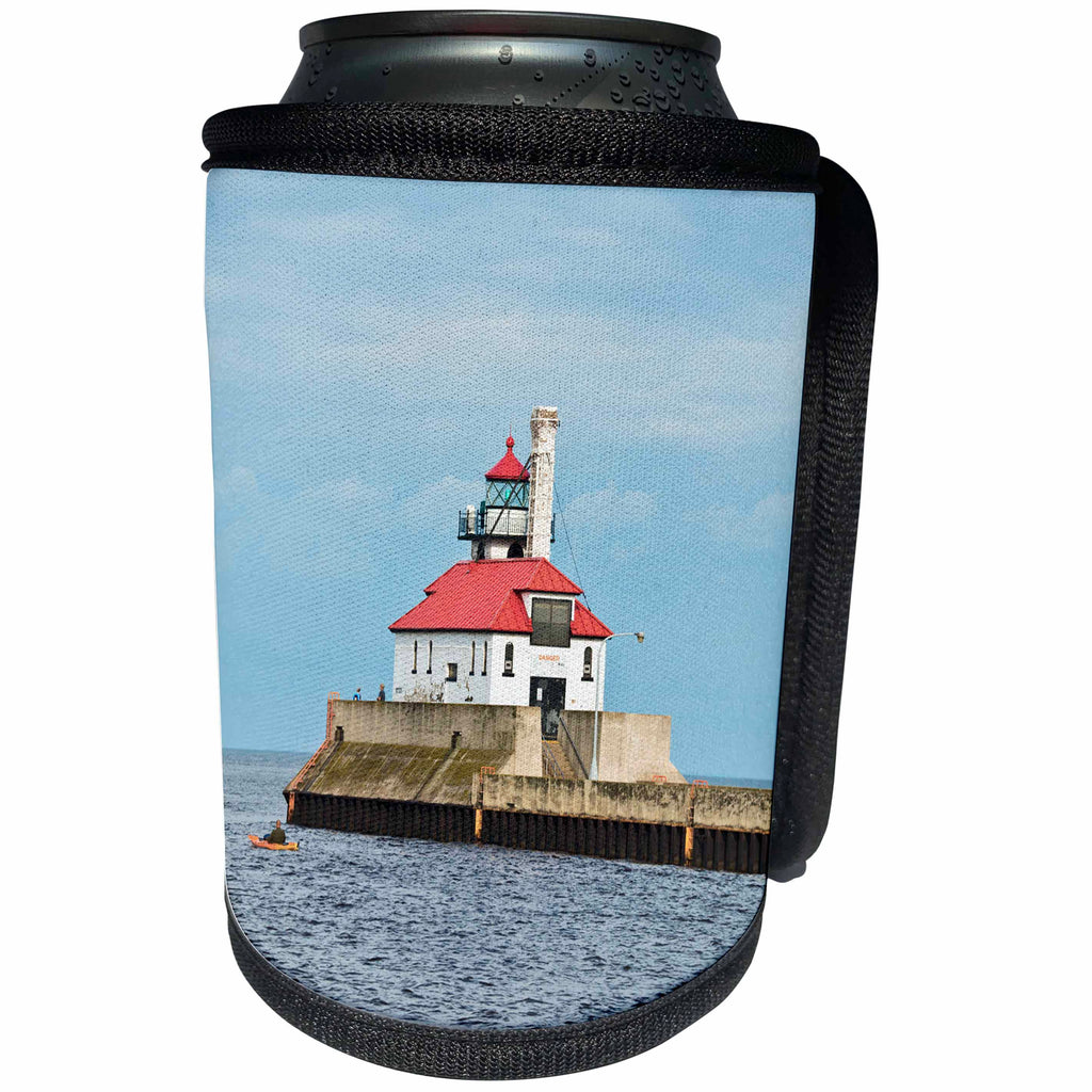 3dRose Danita Delimont - Lighthouses - Minnesota, Duluth, South Ship Canal Lighthouse - Can Cooler Bottle Wrap (cc_279119)