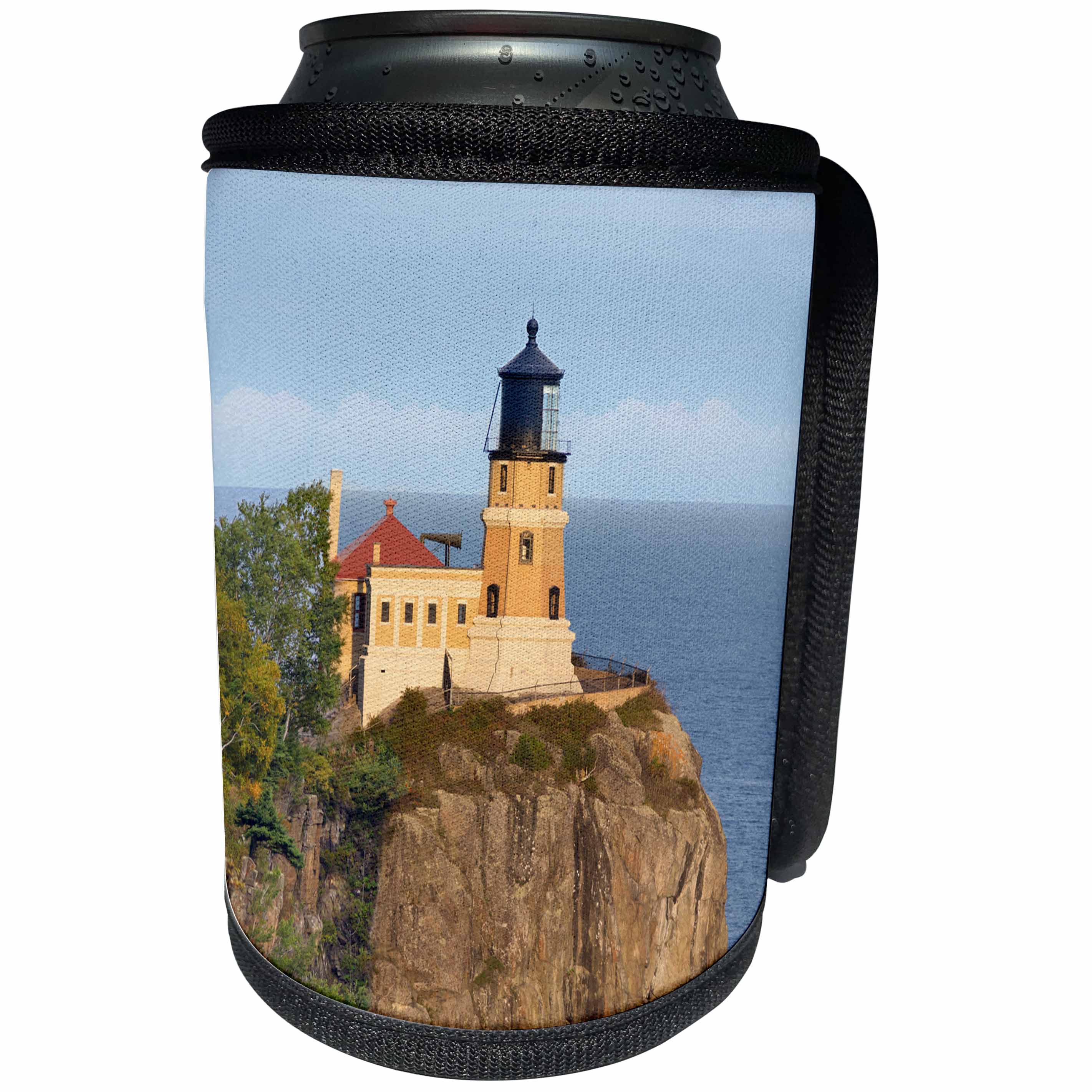 3dRose Danita Delimont - Lighthouses - Minnesota, Lake Superior North Shore. Split Rock Lighthouse - Can Cooler Bottle Wrap (cc_279142)