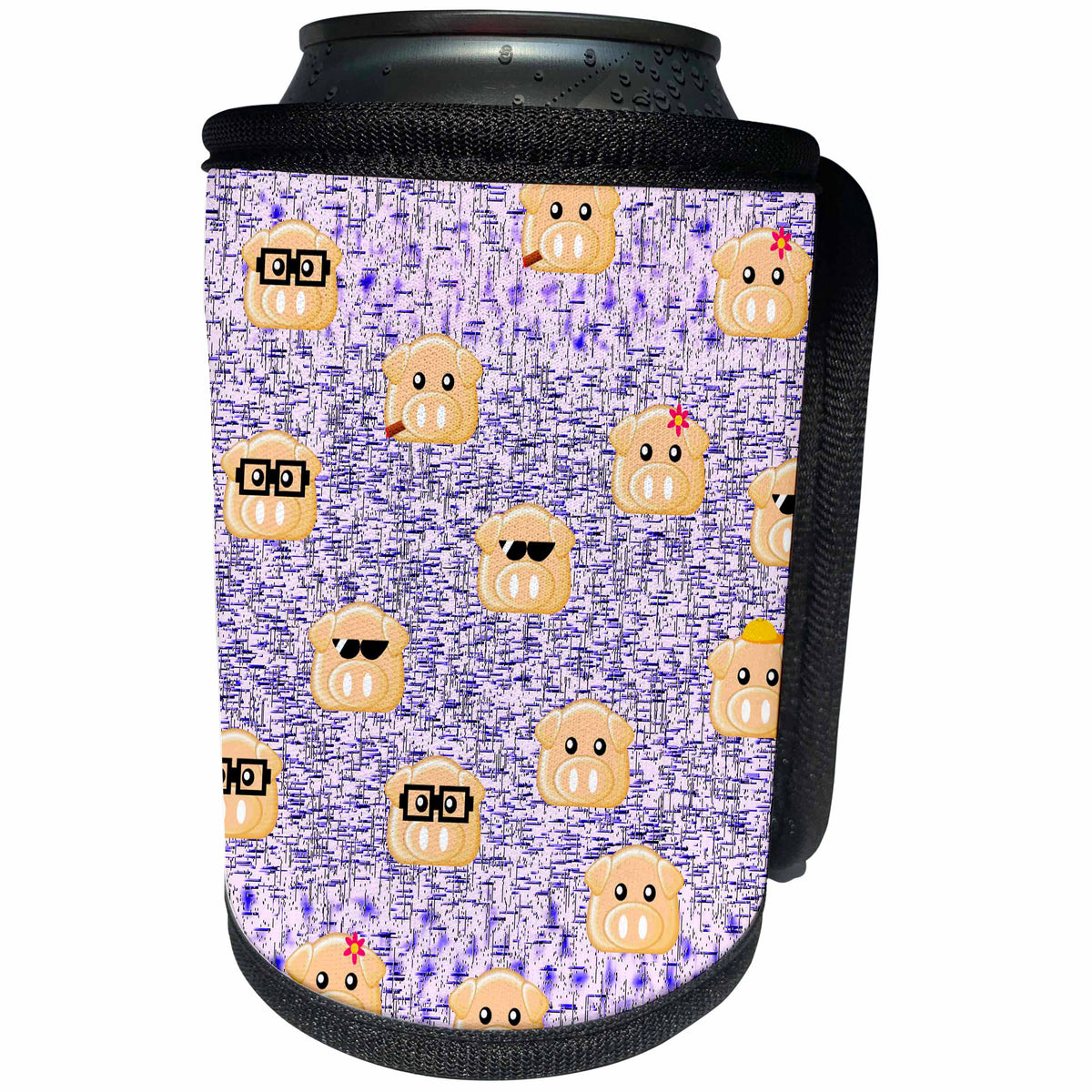 3dRose Patricia Sanders Creations - Purple Pigs - Can Cooler Bottle Wrap (cc_27915)