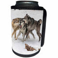 3dRose Danita Delimont - Wolves - Gray Wolf pack behavior in winter, canis lupus, Montana - Can Cooler Bottle Wrap (cc_279163)