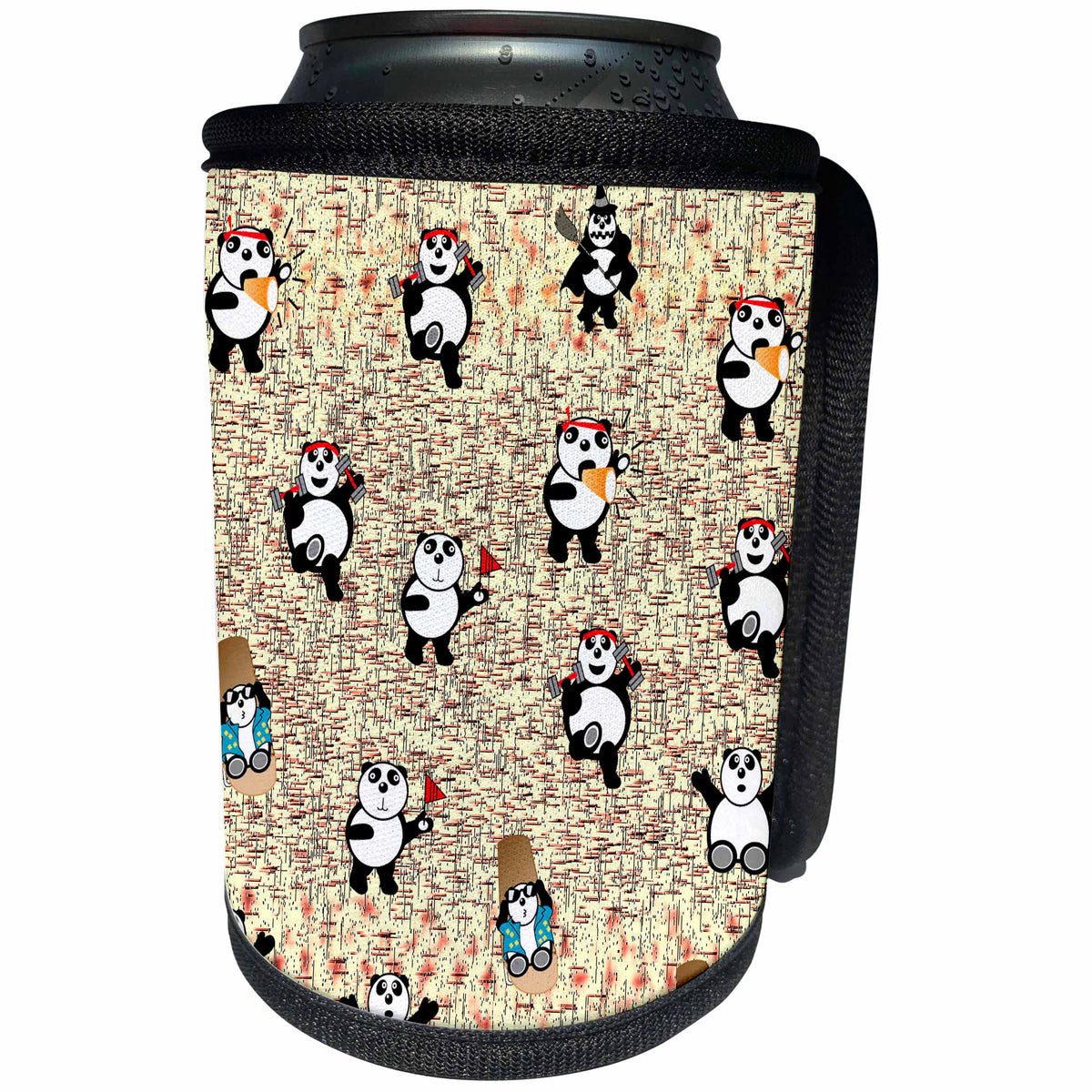3dRose Patricia Sanders Creations - Panda Bears - Can Cooler Bottle Wrap (cc_27918)