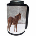 3dRose Danita Delimont - Horses - Mule and falling snow, Kalispell, Montana - Can Cooler Bottle Wrap (cc_279183)