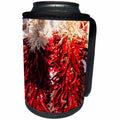 3dRose Danita Delimont - Food - USA, New Mexico, Sant Fe, Red Chili peppers on string. Santa Fe - Can Cooler Bottle Wrap (cc_279247)