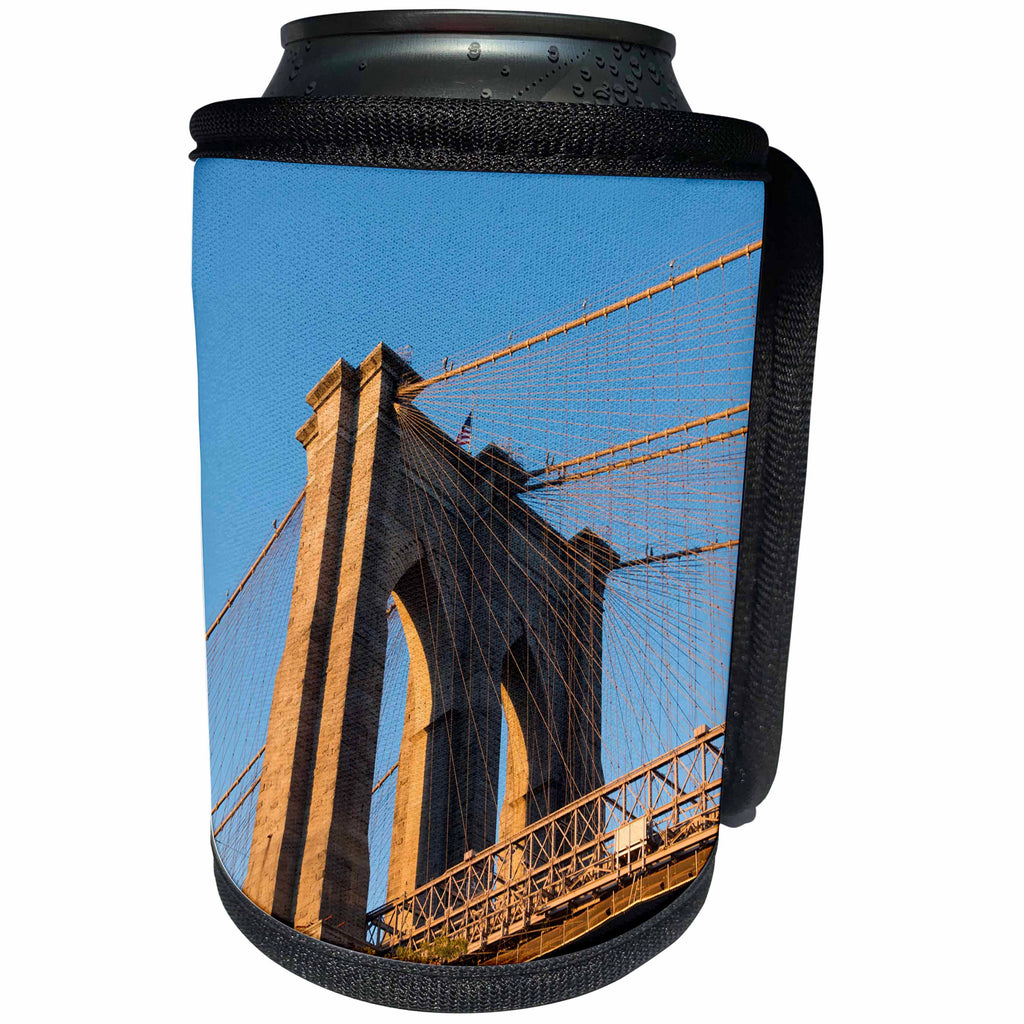 3dRose Danita Delimont - Bridges - The south tower of the iconic Brooklyn Bridge, New York City, New York - Can Cooler Bottle Wrap (cc_279258)