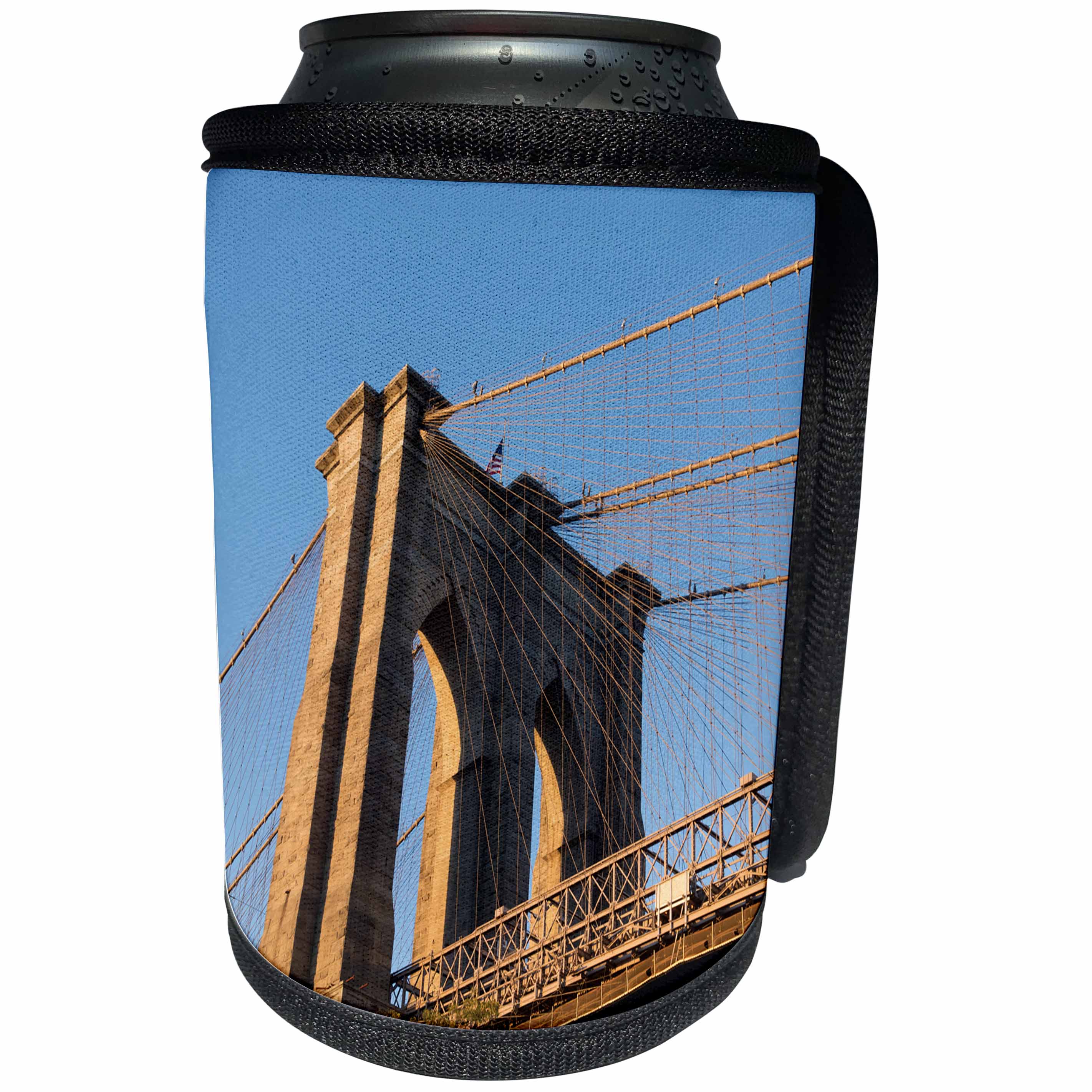 3dRose Danita Delimont - Bridges - The south tower of the iconic Brooklyn Bridge, New York City, New York - Can Cooler Bottle Wrap (cc_279258)