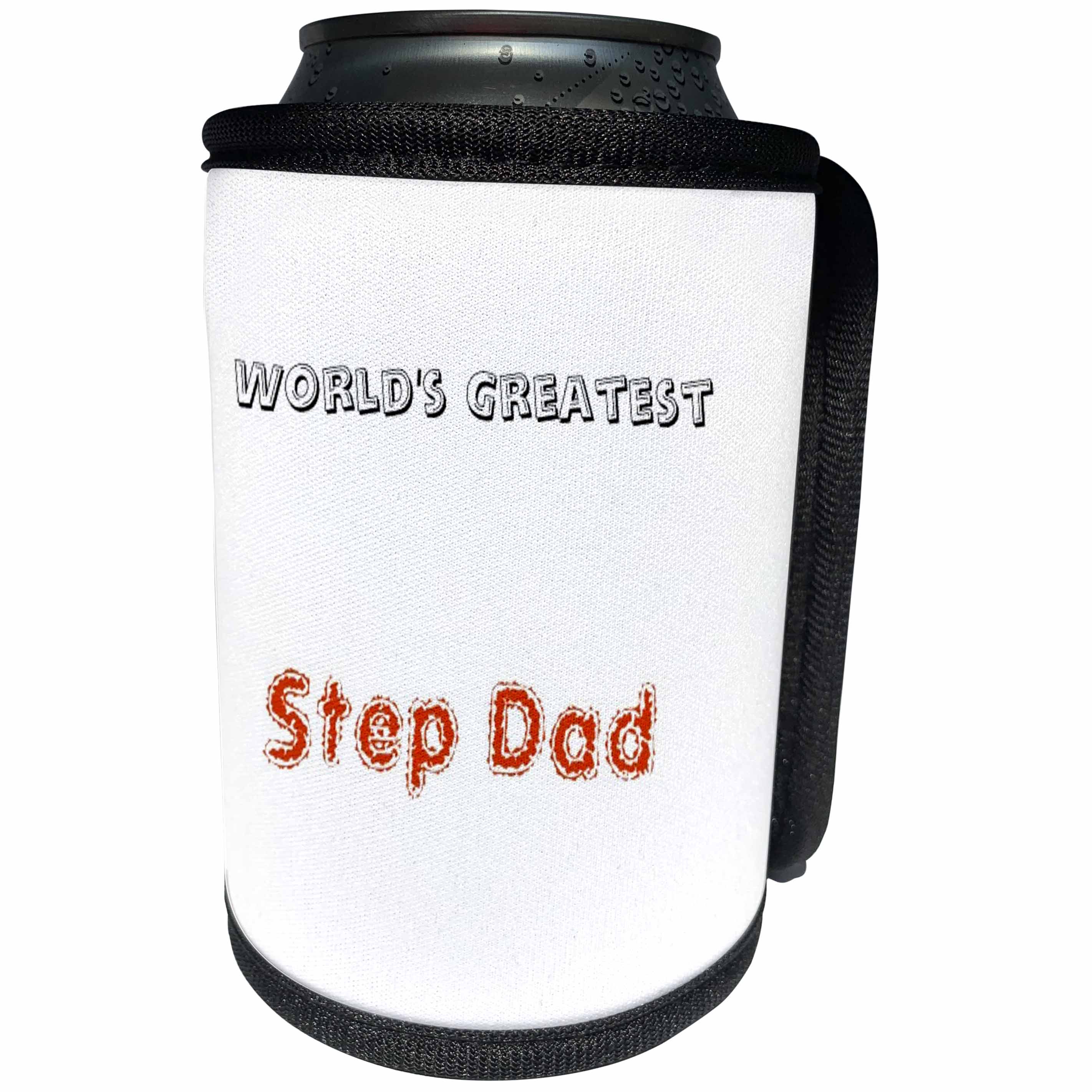 3dRose Patricia Sanders Flowers - Worlds Greatest Step Dad - Can Cooler Bottle Wrap (cc_27927)