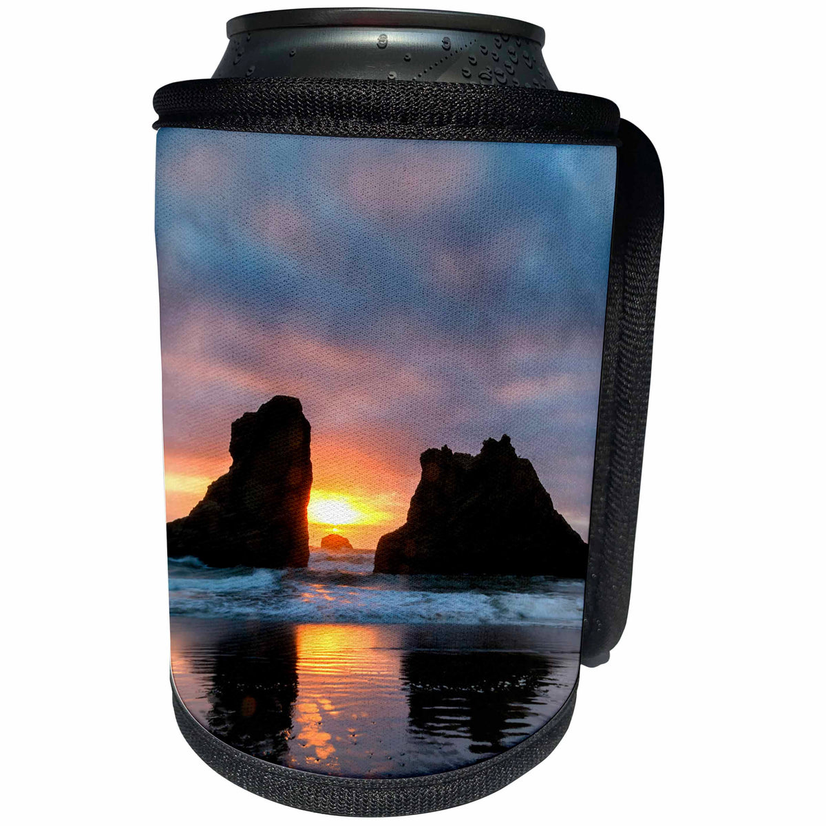3dRose Danita Delimont - Beaches - USA, Oregon, Bandon. Beach sunset between sea stacks. - Can Cooler Bottle Wrap (cc_279283)
