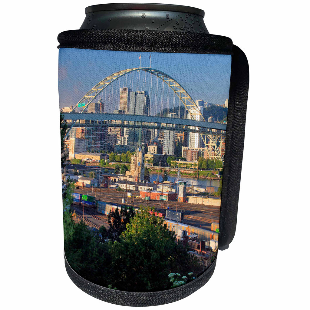 3dRose Danita Delimont - Oregon - Oregon, Portland. Fremont Bridge over Willamette River. - Can Cooler Bottle Wrap (cc_279295)