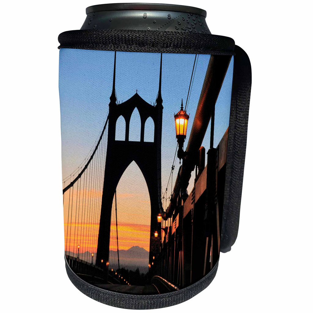 3dRose Danita Delimont - Bridges - Usa, Oregon, Portland. St. Johns Bridge at sunrise. - Can Cooler Bottle Wrap (cc_279298)