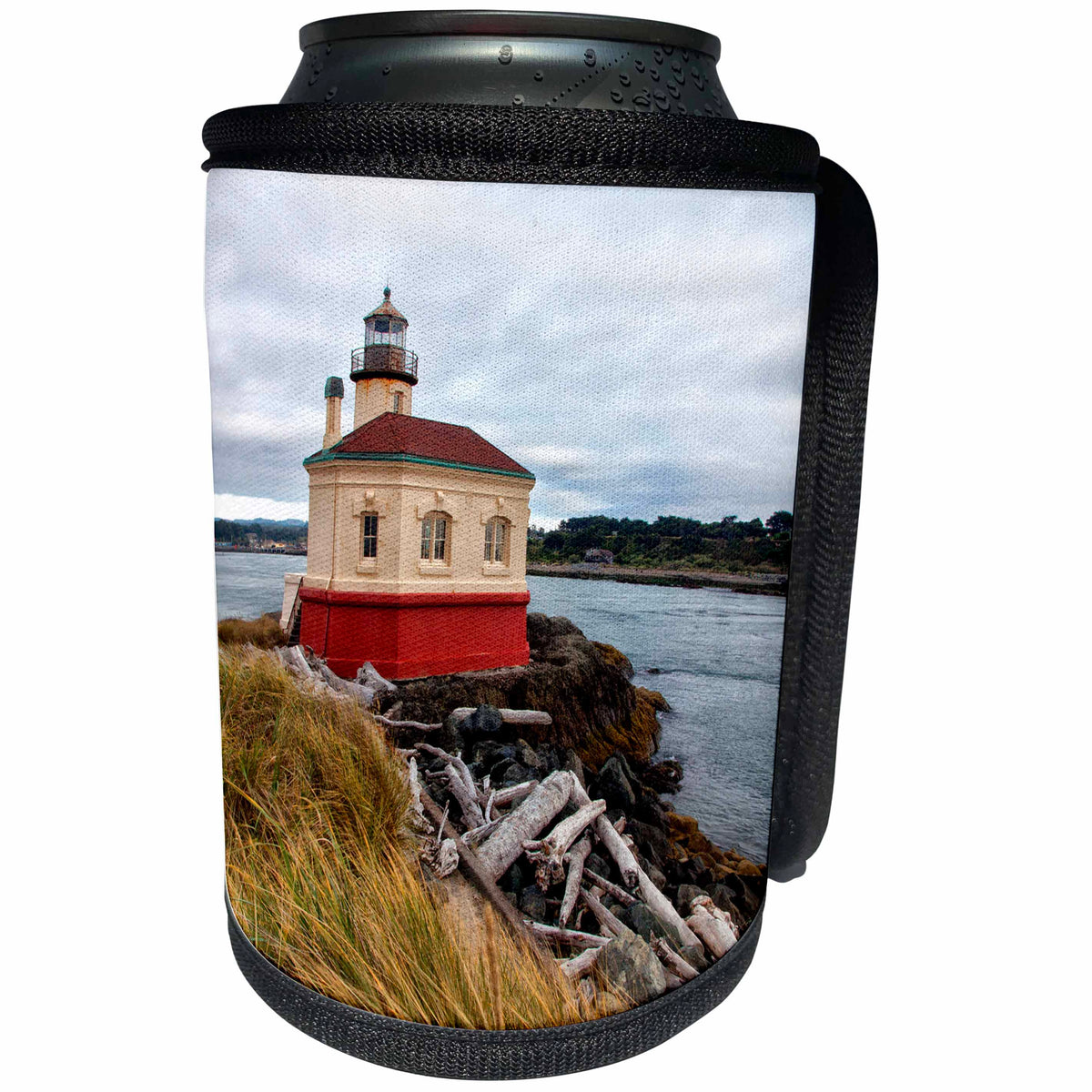 3dRose Danita Delimont - Lighthouses - USA, Oregon, Bandon. Landscape with Coquille River Lighthouse. - Can Cooler Bottle Wrap (cc_279301)