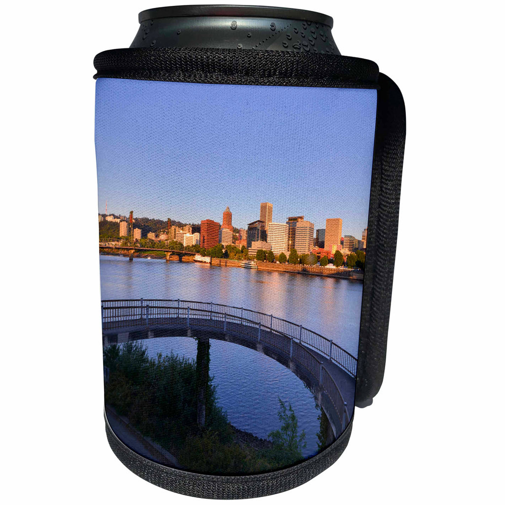 3dRose Danita Delimont - Oregon - Oregon, Portland. Eastbank Esplanade along the Willamette River. - Can Cooler Bottle Wrap (cc_279318)