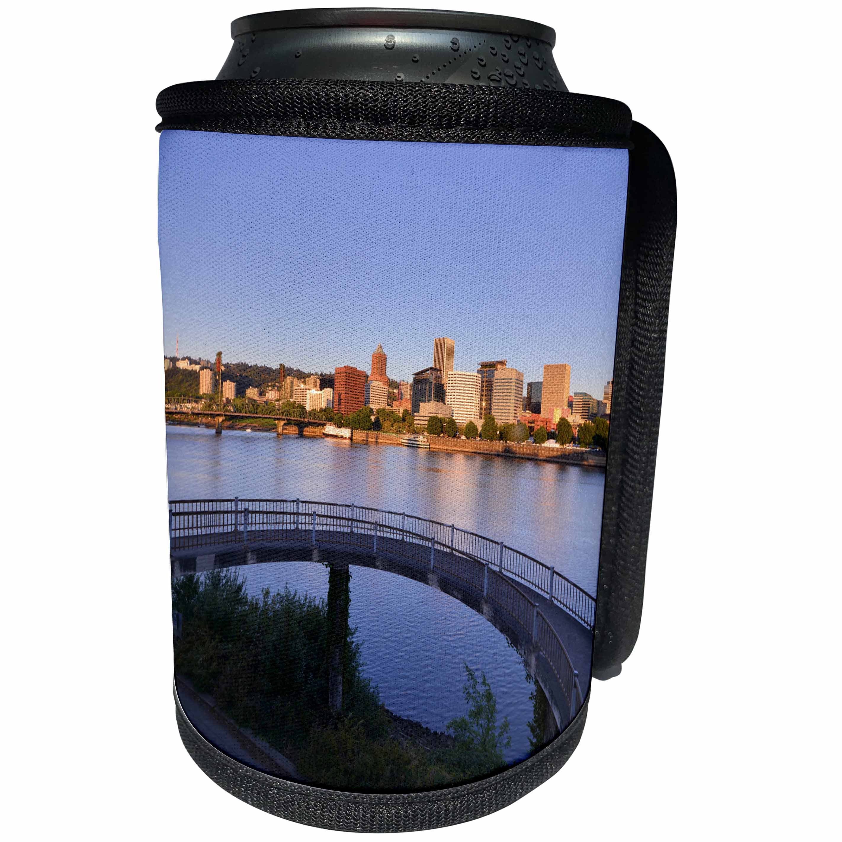 3dRose Danita Delimont - Oregon - Oregon, Portland. Eastbank Esplanade along the Willamette River. - Can Cooler Bottle Wrap (cc_279318)