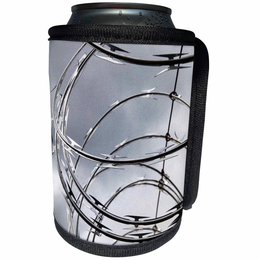 3dRose Danita Delimont - Patterns - Oregon, Springfield, Fall Creek Lake. Barbed Wire. - Can Cooler Bottle Wrap (cc_279330)
