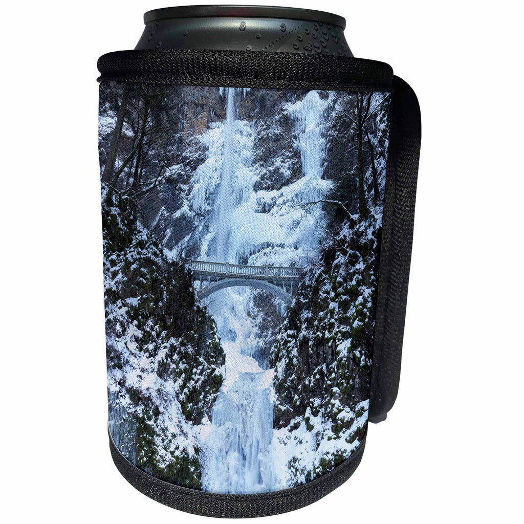 3dRose Danita Delimont - Waterfalls - Oregon, Columbia River Gorge, Multnomah Falls in winter - Can Cooler Bottle Wrap (cc_279363)