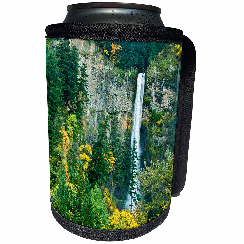 3dRose Danita Delimont - Waterfalls - Multnomah Falls seen through autumn forest, Columbia Gorge, Oregon - Can Cooler Bottle Wrap (cc_279387)