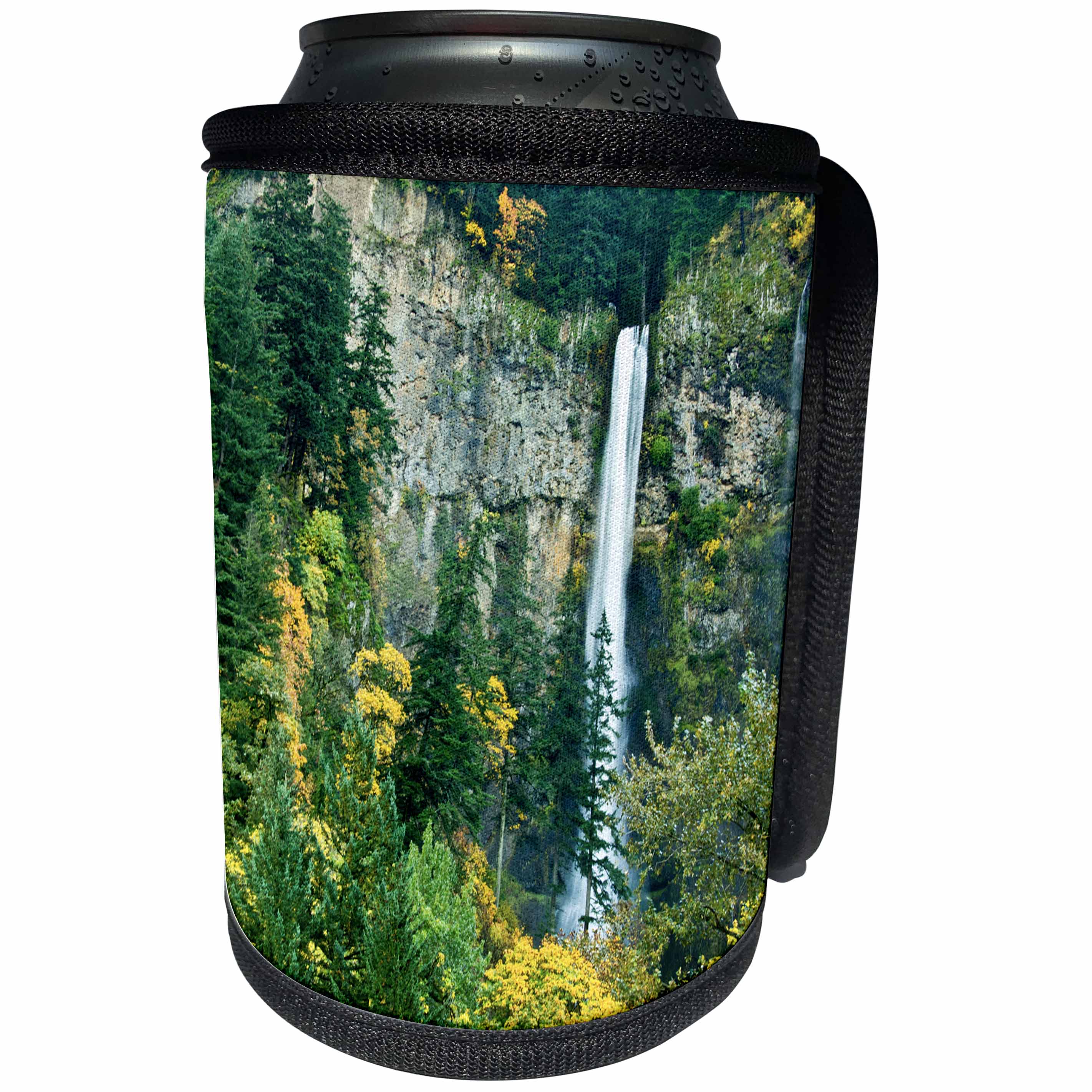 3dRose Danita Delimont - Waterfalls - Multnomah Falls seen through autumn forest, Columbia Gorge, Oregon - Can Cooler Bottle Wrap (cc_279387)