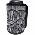 3dRose Danita Delimont - Western - Black and white photo of old wagon wheels, Charleston, South Carolina - Can Cooler Bottle Wrap (cc_279406)