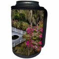 3dRose Danita Delimont - Gardens - Bridge crossing garden pond, Charleston, South Carolina. - Can Cooler Bottle Wrap (cc_279411)