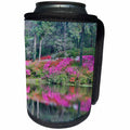 3dRose Danita Delimont - Gardens - Azaleas in bloom reflected in calm pond, Charleston, South Carolina - Can Cooler Bottle Wrap (cc_279413)