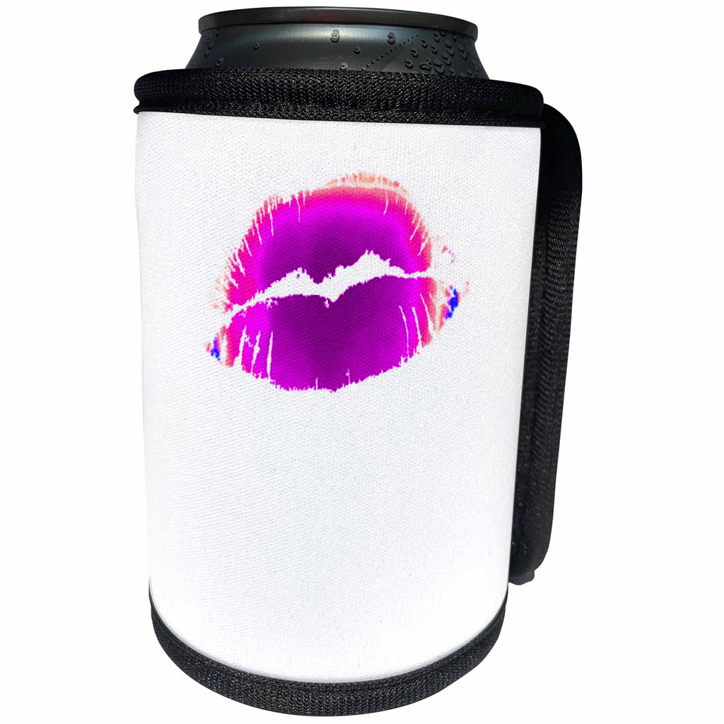 3dRose Patricia Sanders Creations - Pink Lips Kiss - Can Cooler Bottle Wrap (cc_27952)