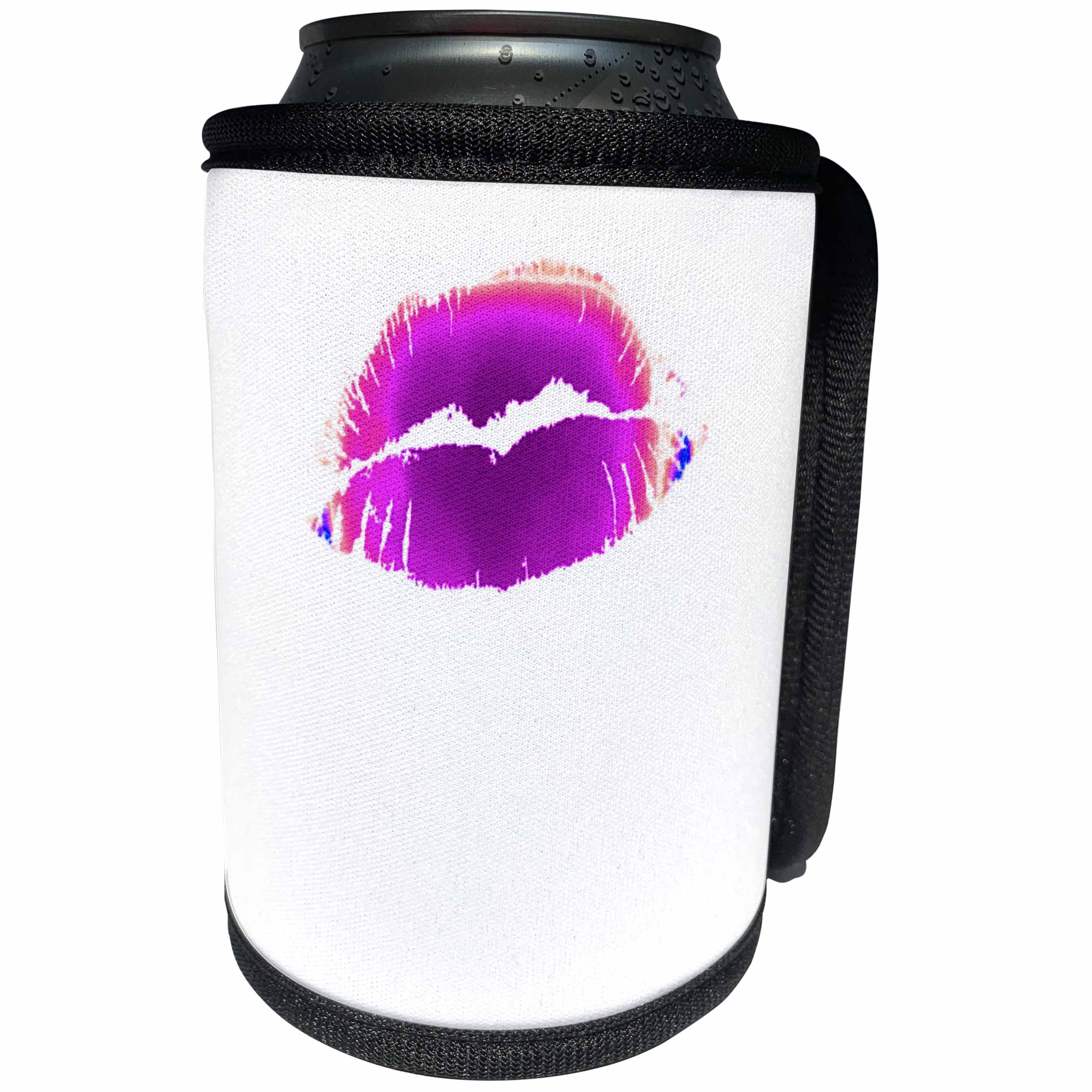 3dRose Patricia Sanders Creations - Pink Lips Kiss - Can Cooler Bottle Wrap (cc_27952)