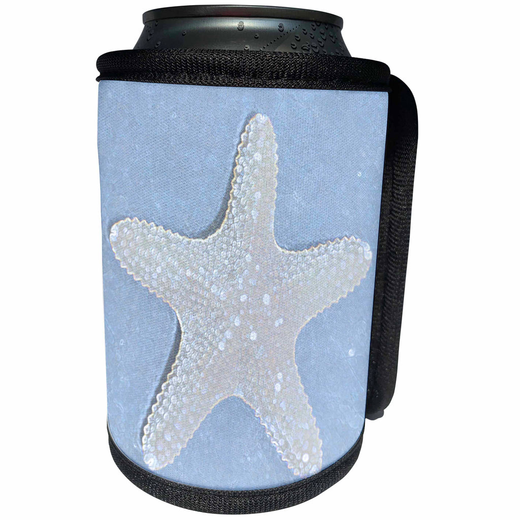 3dRose Patricia Sanders Creations - Blue Starfish - Can Cooler Bottle Wrap (cc_27954)