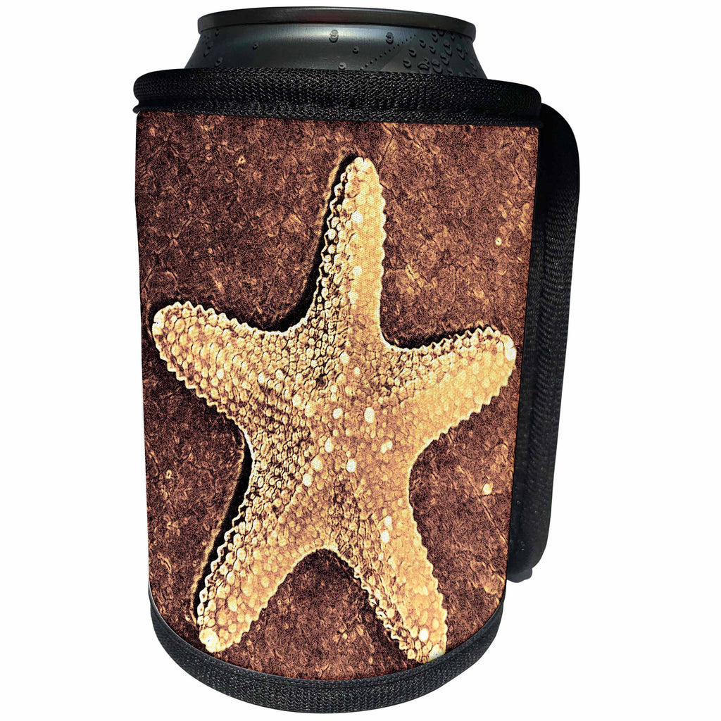 3dRose Patricia Sanders Creations - Bronze Starfish - Can Cooler Bottle Wrap (cc_27958)
