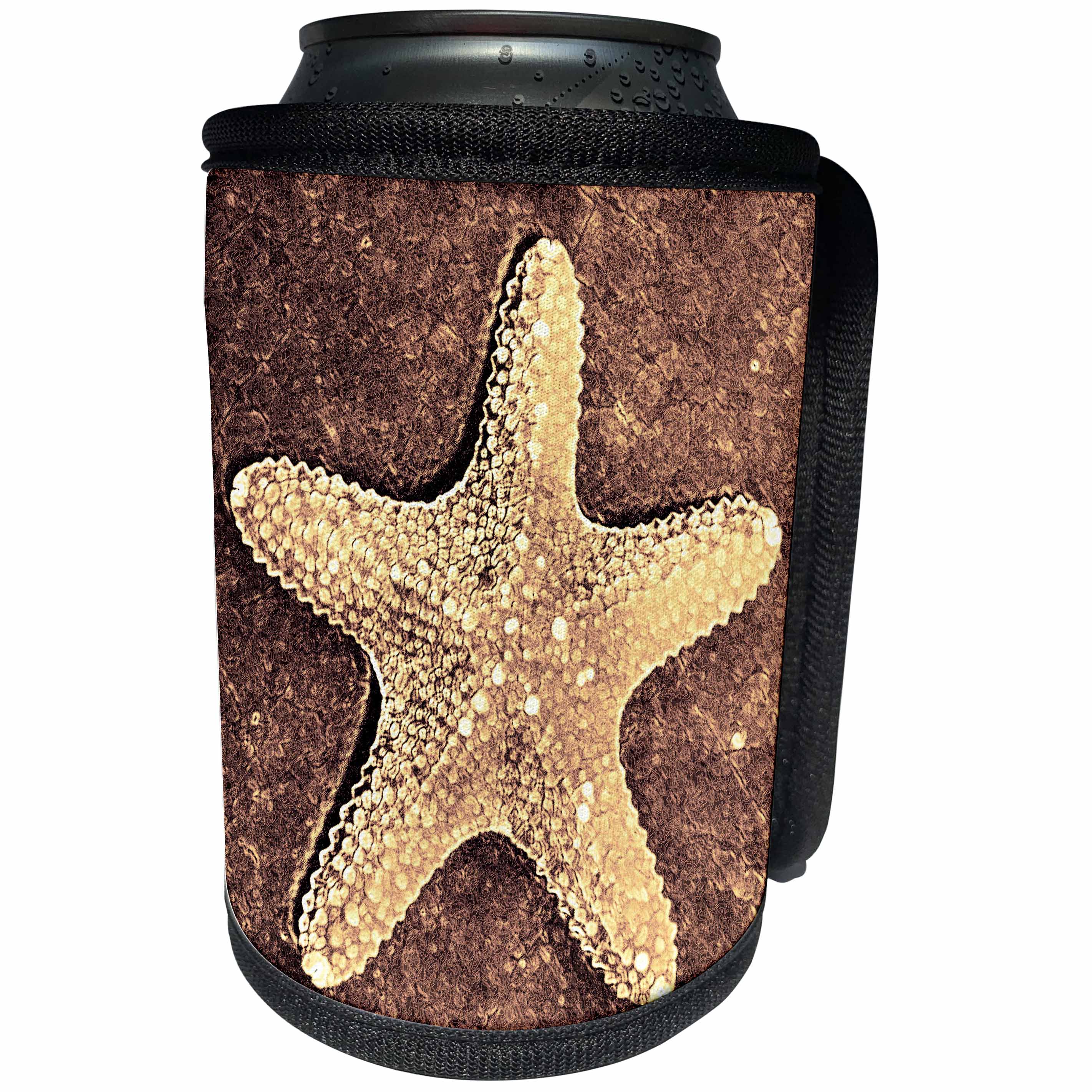 3dRose Patricia Sanders Creations - Bronze Starfish - Can Cooler Bottle Wrap (cc_27958)