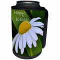 3dRose Patricia Sanders Flowers - Daisy Happy Birthday Floral - Can Cooler Bottle Wrap (cc_27960)