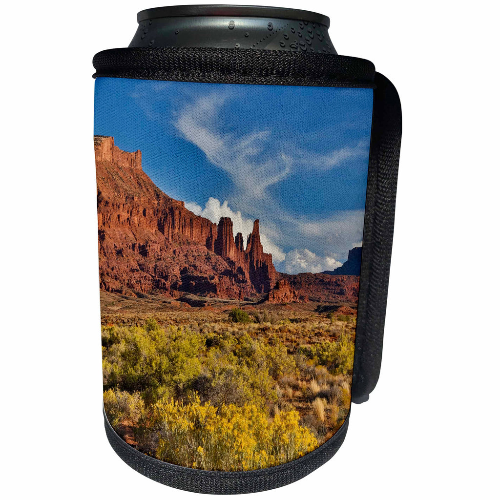3dRose Danita Delimont - Deserts - Fisher Towers, Utah in evening light - Can Cooler Bottle Wrap (cc_279601)