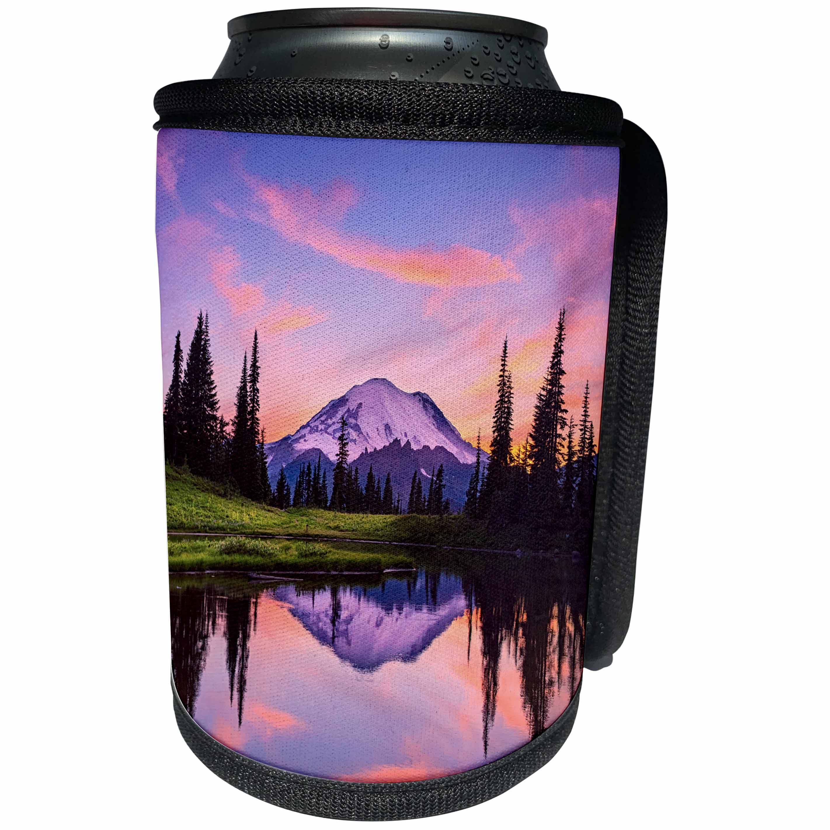 3dRose Danita Delimont - Washington - USA, Washington, Mt. Rainier NP. Tipsoo Lake panoramic at sunset. - Can Cooler Bottle Wrap (cc_279636)