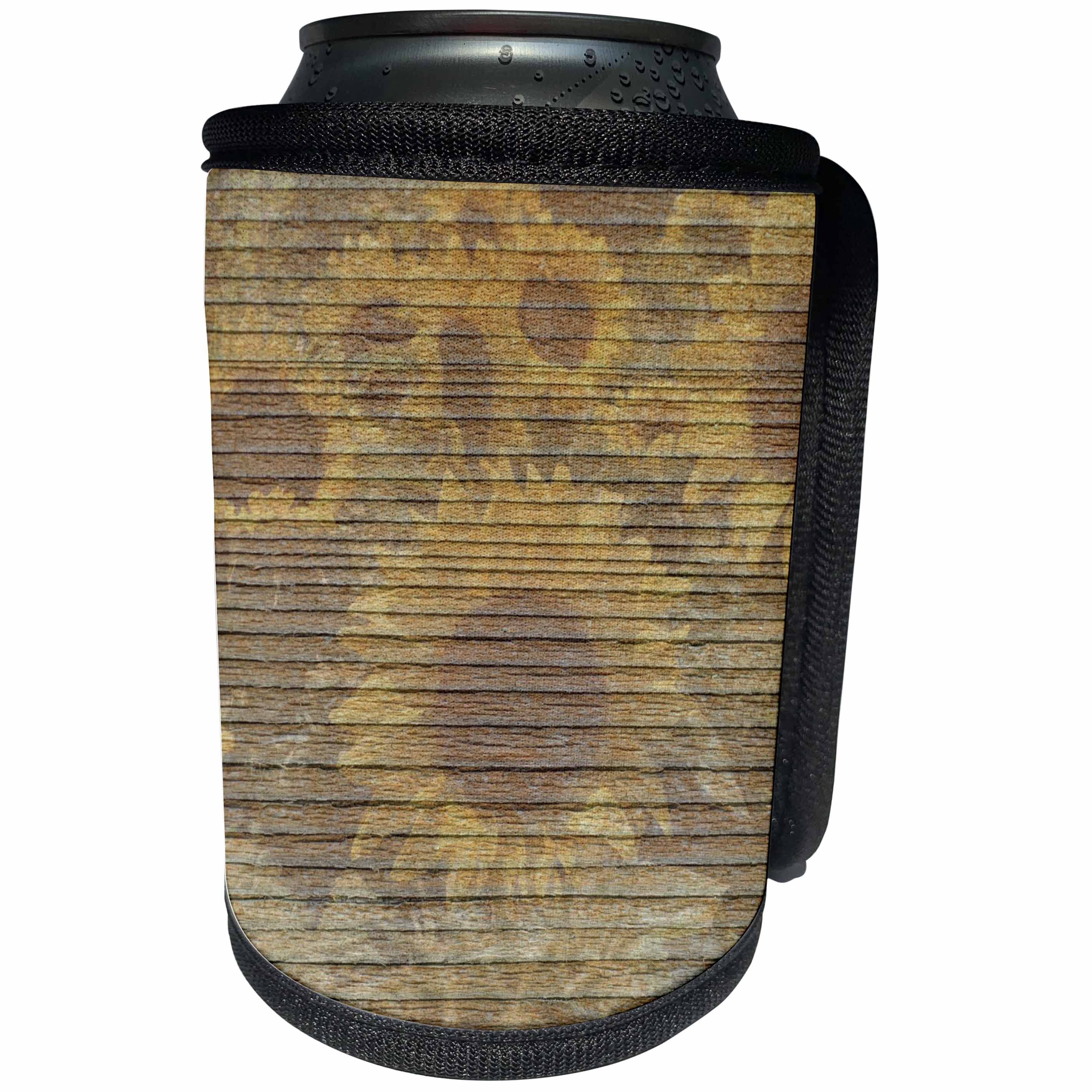 3dRose Patricia Sanders Flowers - Sunflowers Wood Art - Can Cooler Bottle Wrap (cc_27968)