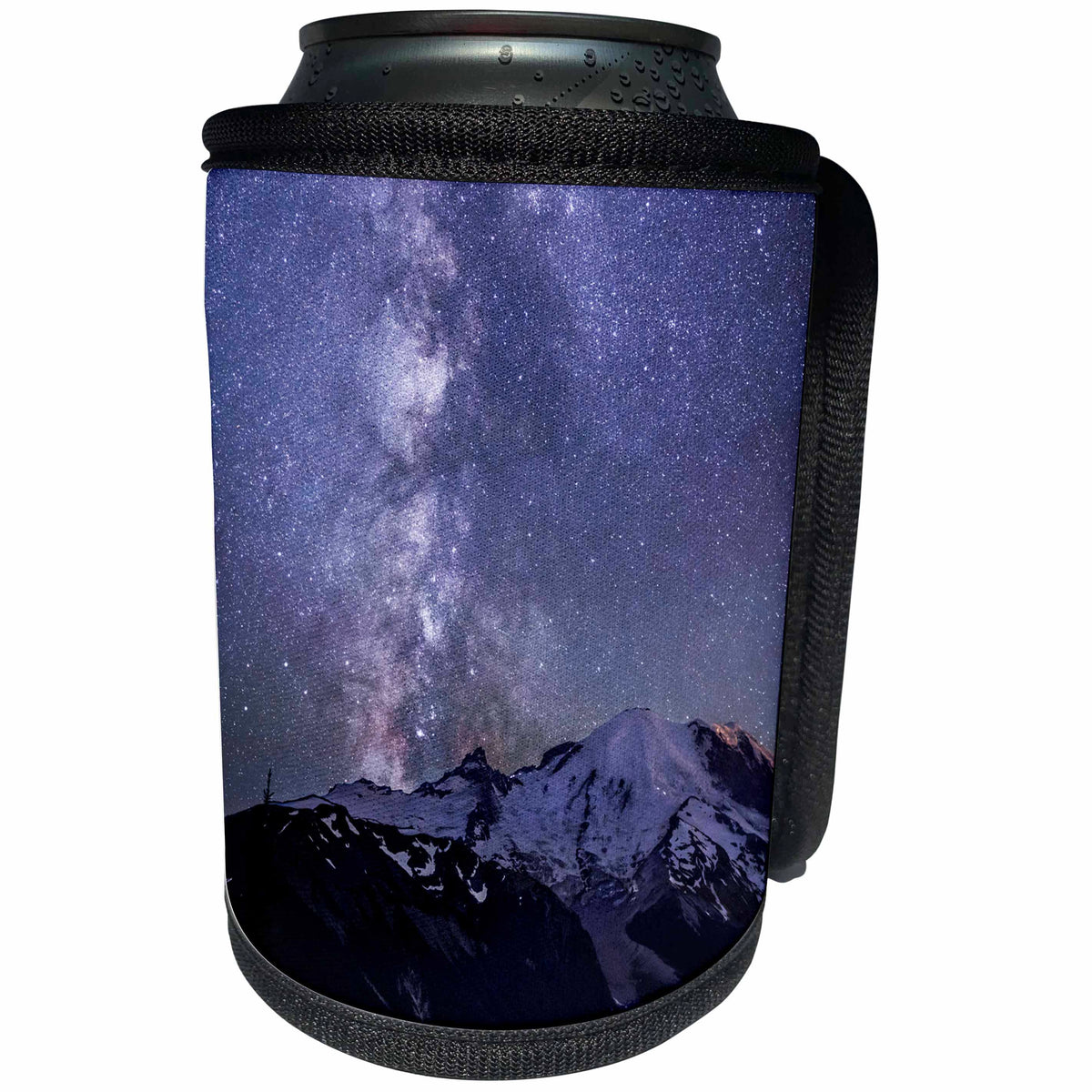 3dRose Danita Delimont - Stars - Washington. The Milky Way looms above Mt. Rainier near Sunrise. - Can Cooler Bottle Wrap (cc_279694)