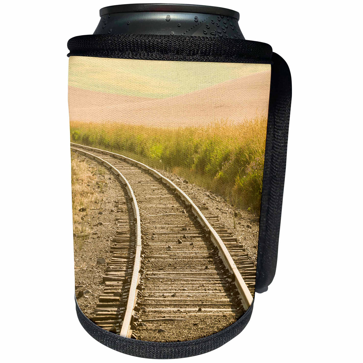 3dRose Danita Delimont - Trains - USA, Washington State. railroad, curve - Can Cooler Bottle Wrap (cc_279706)