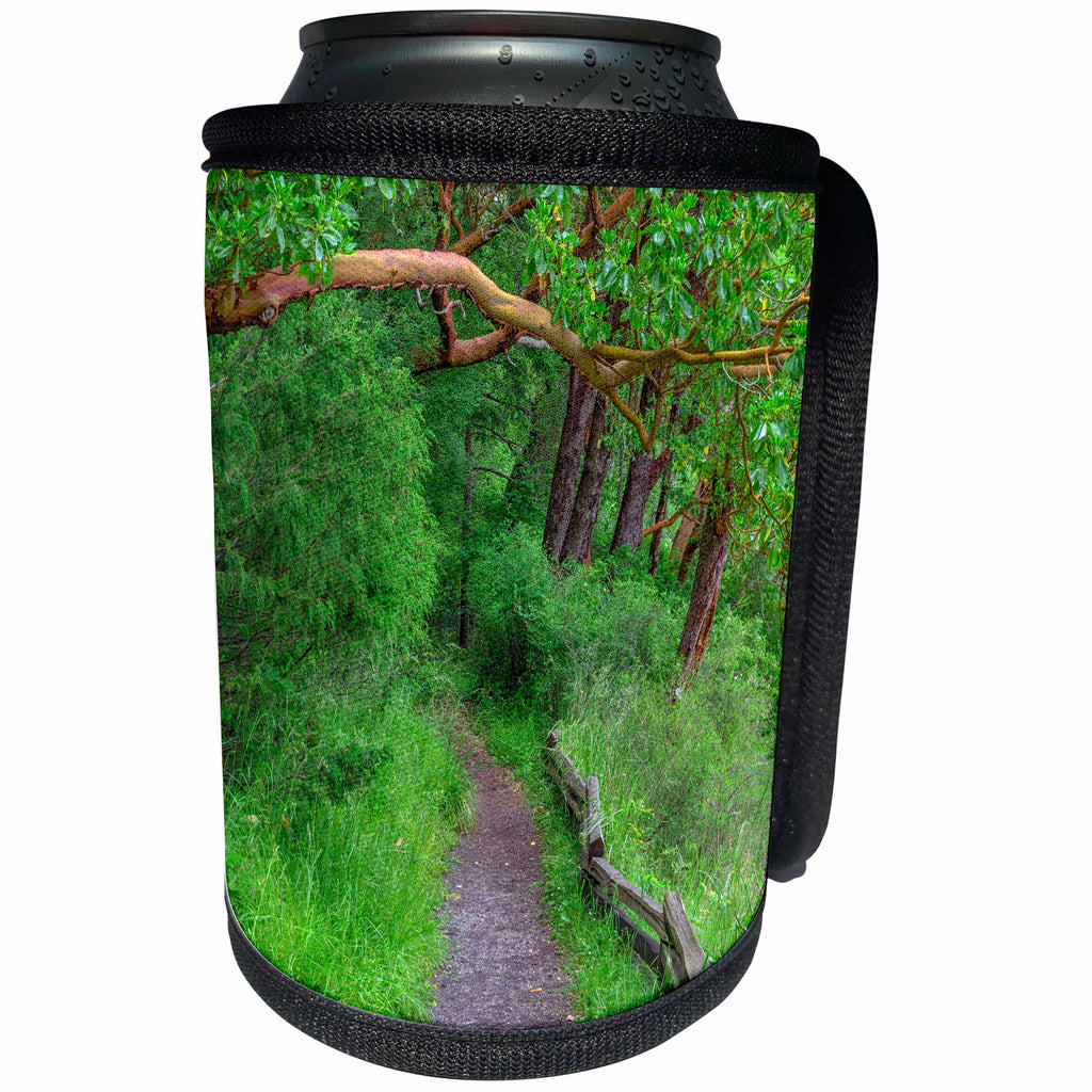 3dRose Danita Delimont - Roads - Washington, San Juan Island, Bell Point Trail through madrone trees. - Can Cooler Bottle Wrap (cc_279714)