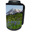 3dRose Danita Delimont - Mountains - Washington, Mount Rainier NP, landscape of wildflowers with Mt Rainier - Can Cooler Bottle Wrap (cc_279734)